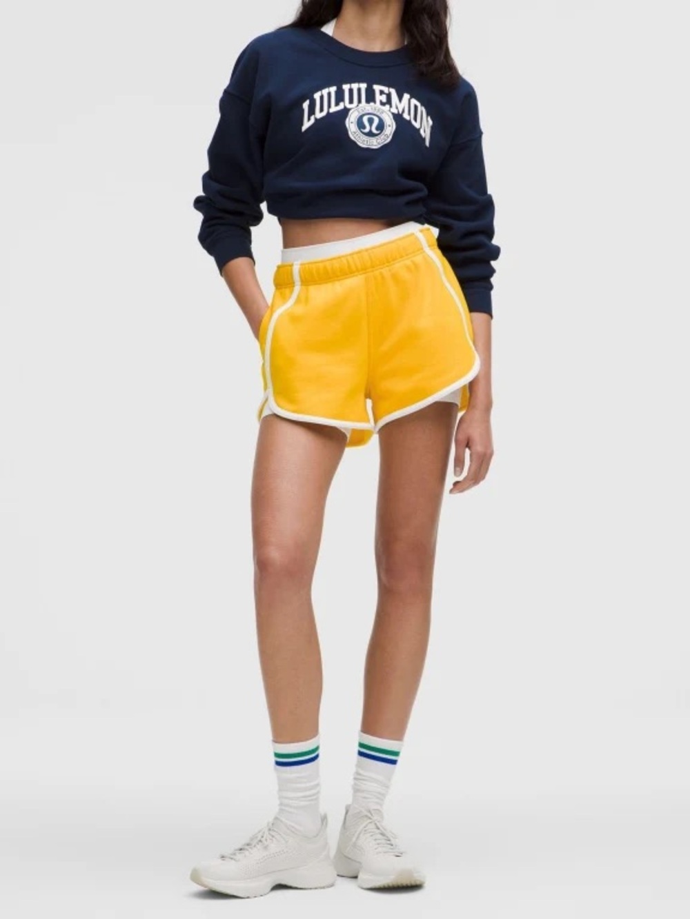 lululemon athletica Yellow Athletic Retro-Trim Shorts-3”